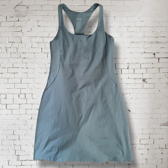 GIRLFRIEND COLLECTIVE Paloma Stretch-Jersey Tennis Dress Lagoon Aqua Blue Small - Picture 2 of 9